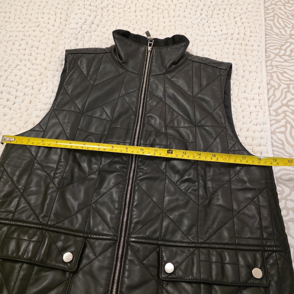 🔥Lafayette 148 Black 💯 Leather Vest - Picture 6 of 17